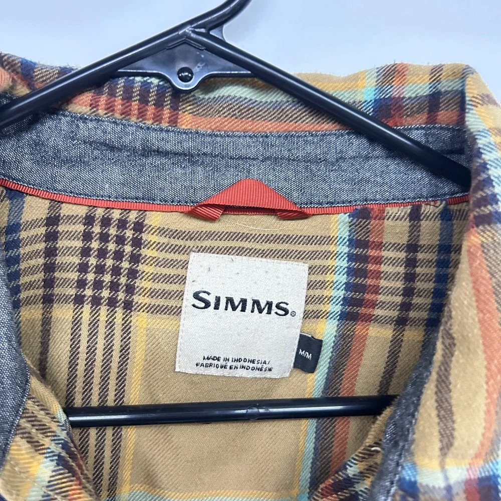 Simms Western Plaid Flannel Fishing Shirt Medium Mustard Yellow Gorpcore Outdoor